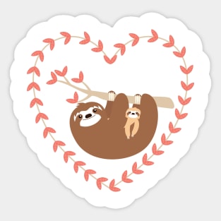 Mom and Baby Sloth Sticker